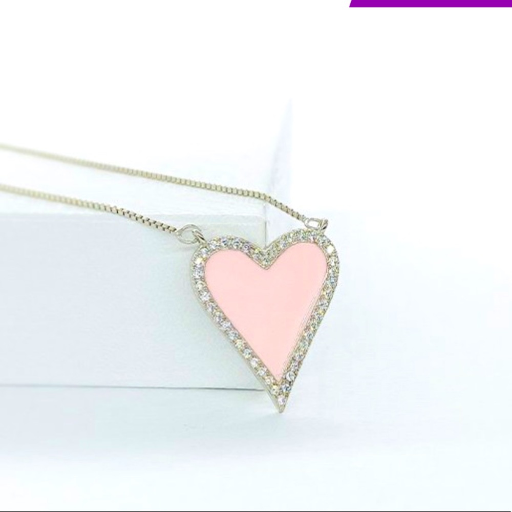NWT Pink/Sterling silver 💗necklace w/ Swarovski